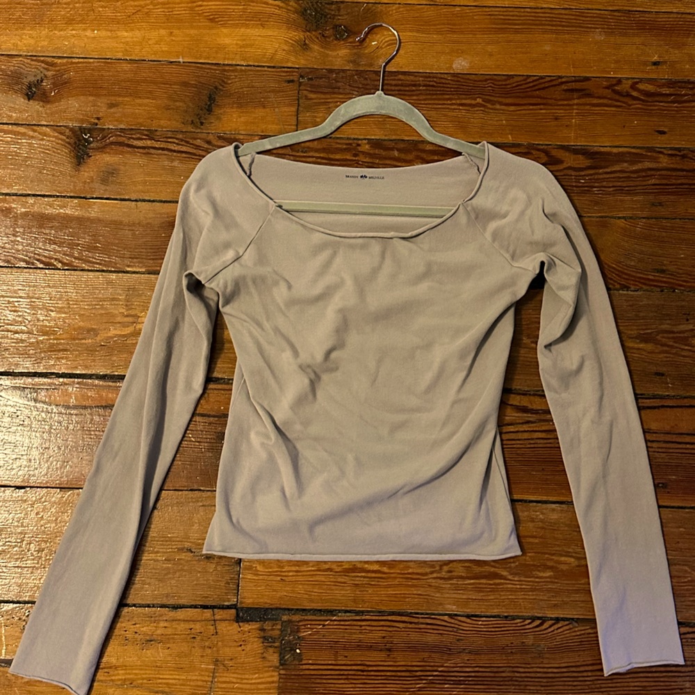 Brandy Melville Bonnie Top, Off the Shoulder Long-Sleeve